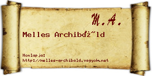 Melles Archibáld névjegykártya